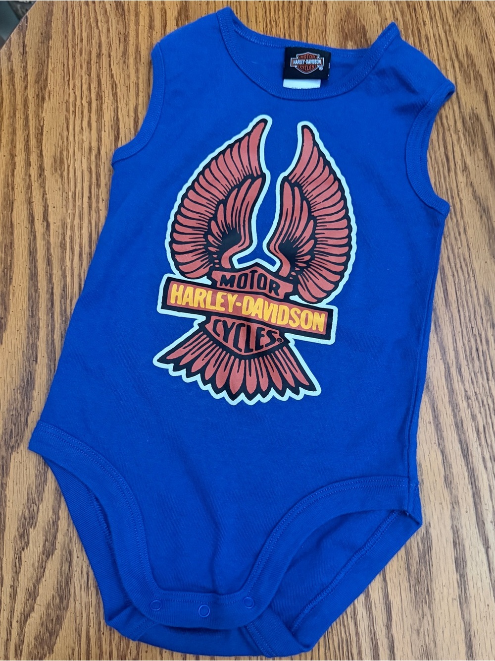 Harley-Davidson Baby Boys Blue Wing Logo Onesie